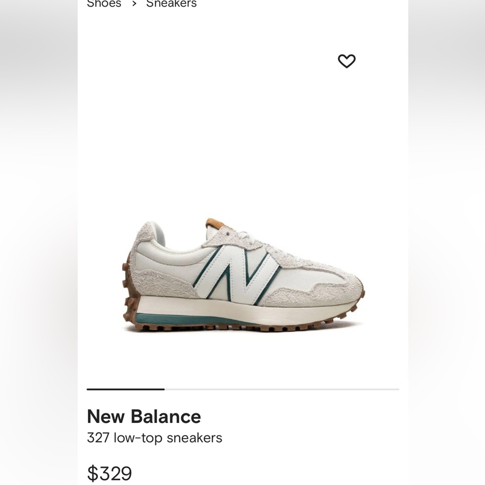 New Balance 327 size 6.5 women’s emerald green / off white suede